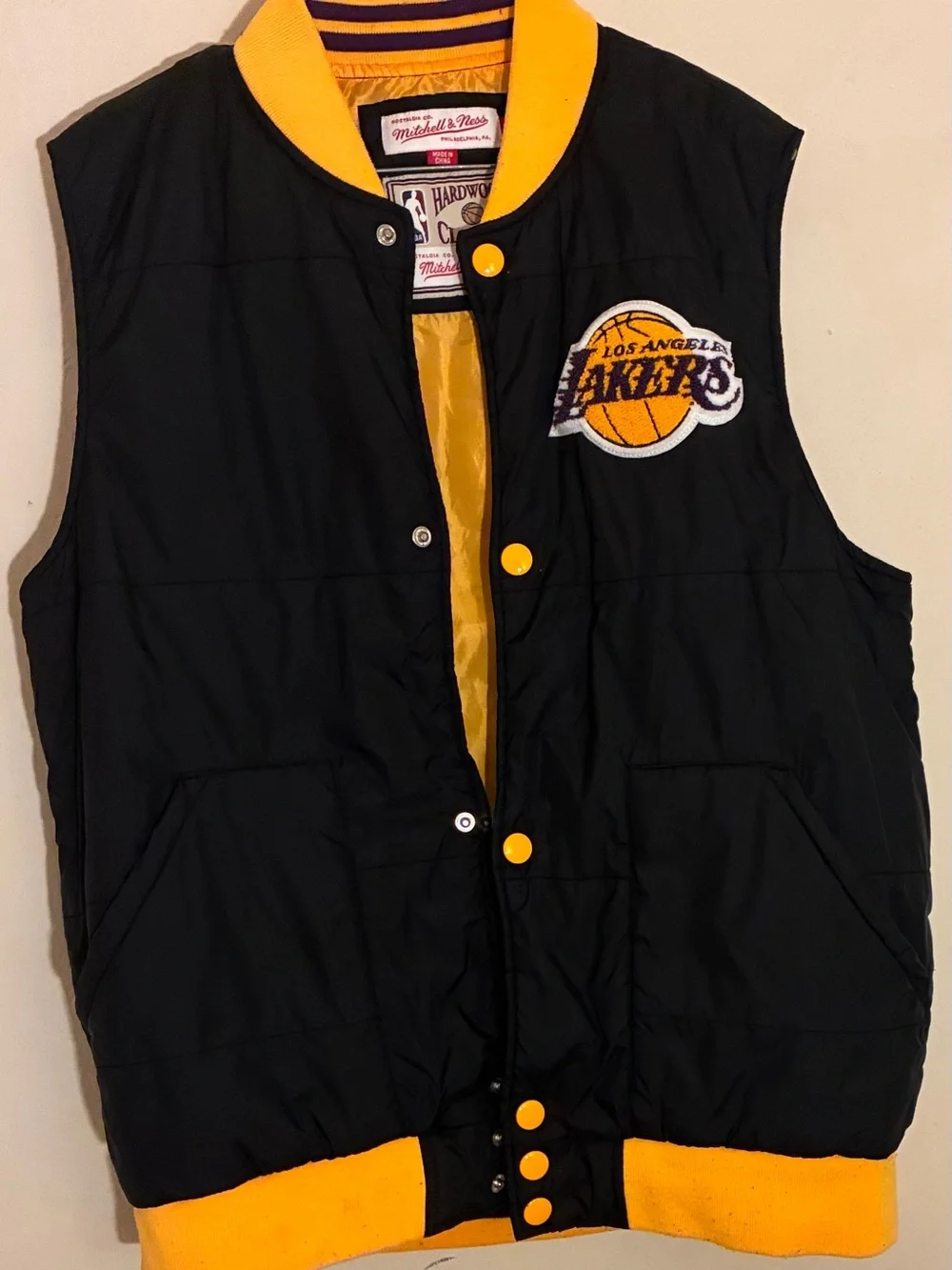 Mitchell & Ness Kids Los Angeles Lakers Black and Gold Puffer Vest